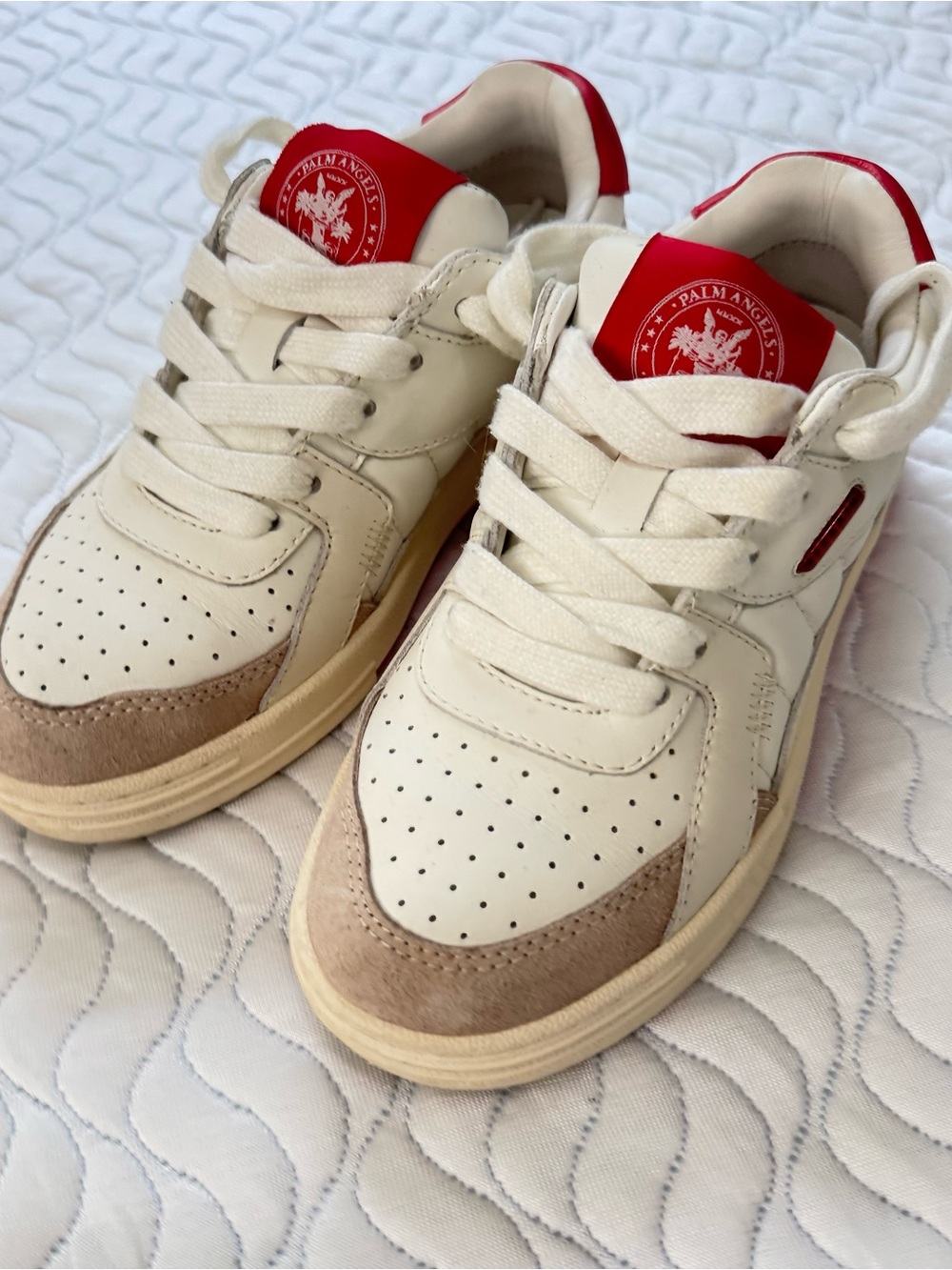 Palm Angels Palm University Low White Fuchsia Leather Sneakers